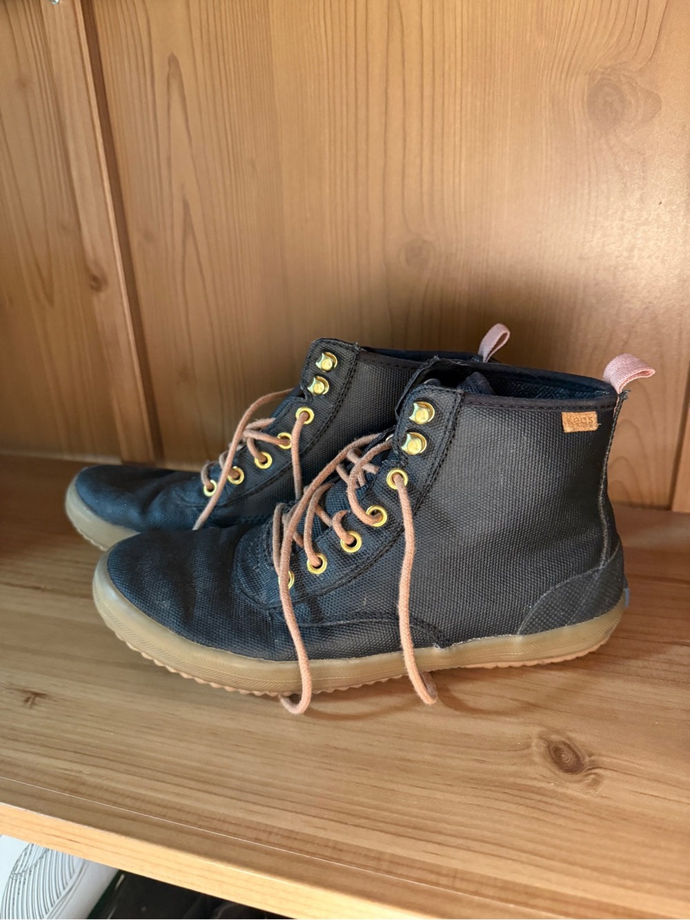 Navy Canvas High-Top Booties